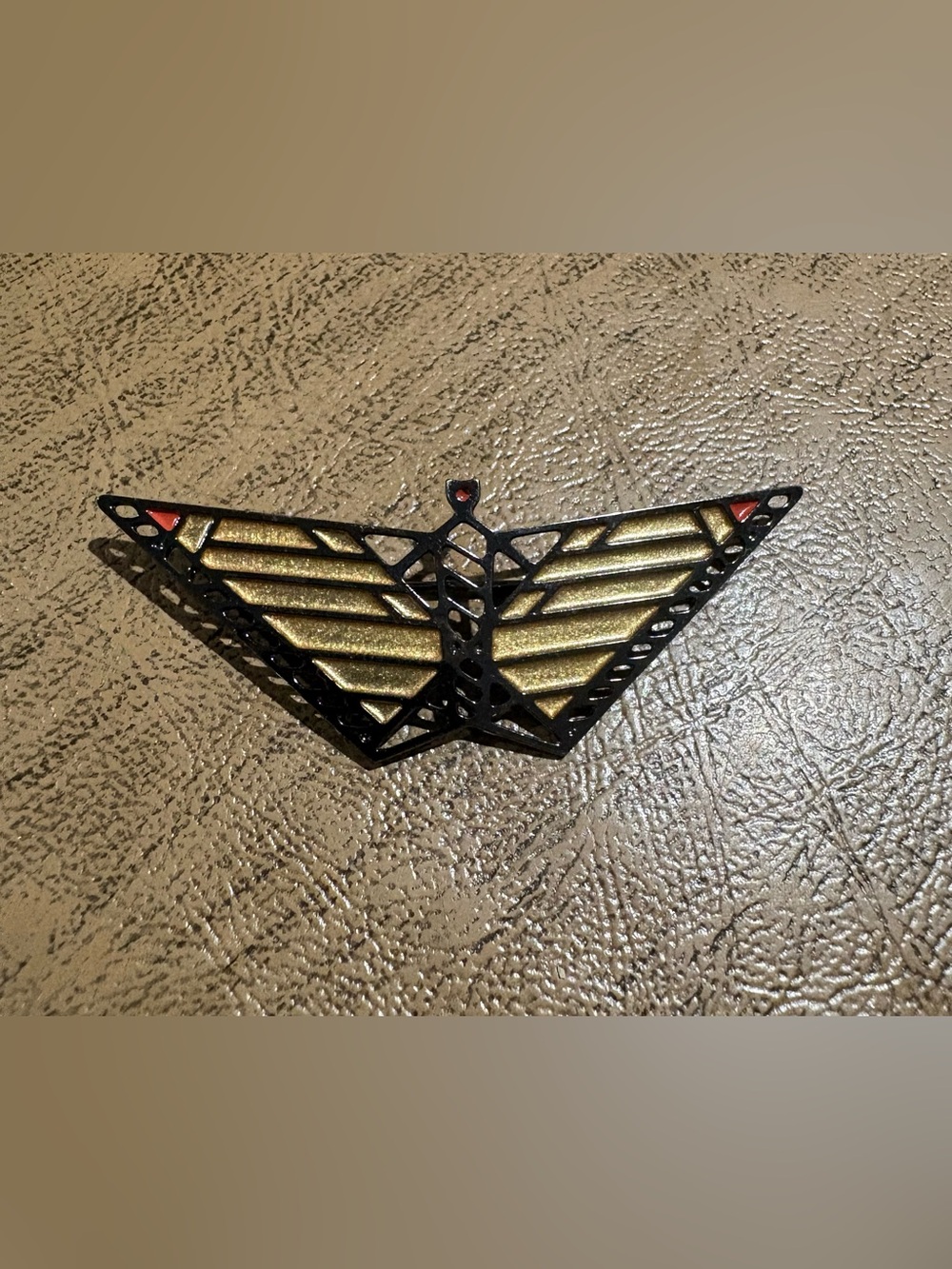 Art Deco Style Butterfly Brooch Black Gold Red Enamel Statement Pin